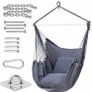Swing Chair with Hardware Kit: Ohuhu XL Portable Hanging Chairs with 2 Cushions Detachable Metal Support Bar Side Pocket for Indoor Outdoor, Hammock Chair for Patio Bedrooms Teen Girls Room Decor (MULTIPLE COLOURS) Image 2