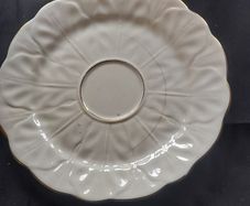 8 Piece Set of Very Old Unmarked Aynsley Bone China Plates in the Golden Crocus Pattern Gold Trim,