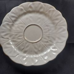 8 Piece Set of Very Old Unmarked Aynsley Bone China Plates in the Golden Crocus Pattern Gold Trim,
