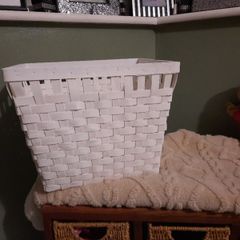 Large white woven basket