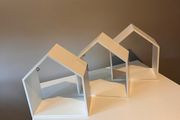Set of 3 house shaped wall shelves