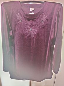 BNWT Saigonmex velvet embroidered long sleeve blouse size UK16/18 EU44/46 Postage included