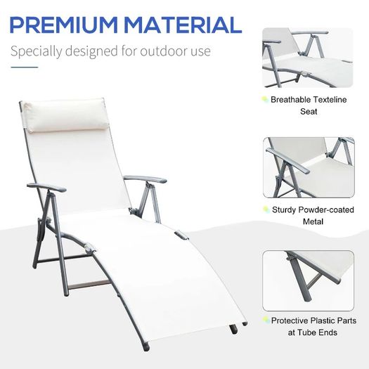 NEW SALE | Sun Lounger Recliner, Textilene White