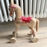New vintage inspired 45cm high hand carved horse on wheels with washed wood finish Image 8