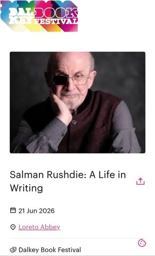 Salman Rushdie Ticket - Dalkey Book Festival