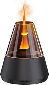 Flame Aroma Diffuser 150ml  Essential Oil Humidifier with Simulated Flame & Color Changing Ambient Light, 2H/4H/6H Timer, Auto Shut-Off, Ultrasonic Cool Mist for Home, Bedroom, Office