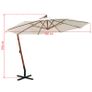 Hanging Parasol 350 cm Wooden Pole White Image 9