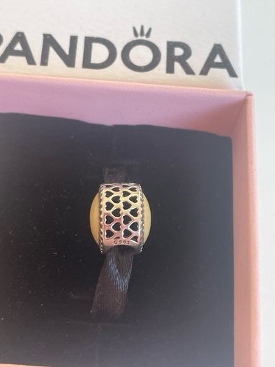 Pandora Two Tone Precious Heart Charm with 14k Gold Hearts