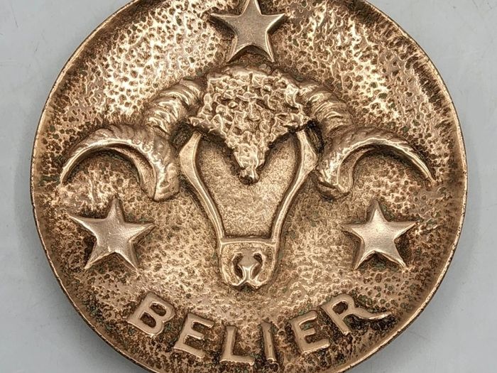 Max Le Verrier (1891-1973) Art-Deco Aries/Belier Zodiac Tray - Patinated Bronze, Signed