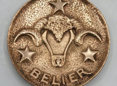 Max Le Verrier (1891-1973) Art-Deco Aries/Belier Zodiac Tray - Patinated Bronze, Signed