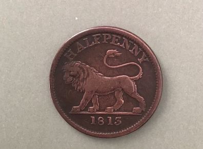 Great Britain Geo III Halfpenny 1813 British Copper Coy.