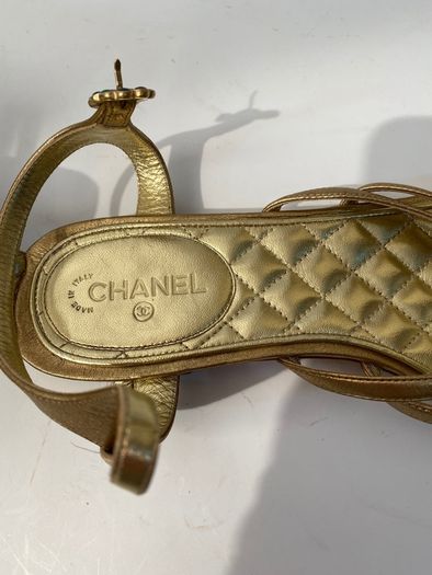 Chanel Gold Gladiator Sandals Size 40