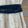 dress cream lace dress with navy tie belt diesel brand size large Image 7