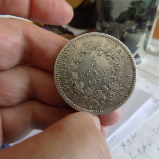 France 1873 A. Silver 5 francs."Hercules"Type.90%silver.