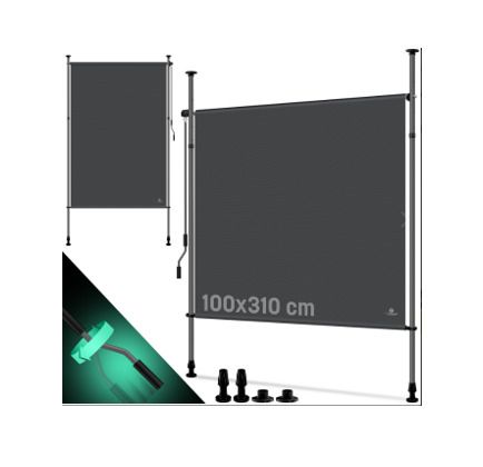 100 x 310cm Vertical Awning for Outdoors, Extendable & Opaque | Vertical Awning with Hand Crank, No Drilling Required | Balcony Privacy Screen & Wind Protection for Garden & Terrace, Waterproof