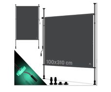 100 x 310cm Vertical Awning for Outdoors, Extendable & Opaque | Vertical Awning with Hand Crank, No Drilling Required | Balcony Privacy Screen & Wind Protection for Garden & Terrace, Waterproof