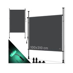 100 x 310cm Vertical Awning for Outdoors, Extendable & Opaque | Vertical Awning with Hand Crank, No Drilling Required | Balcony Privacy Screen & Wind Protection for Garden & Terrace, Waterproof