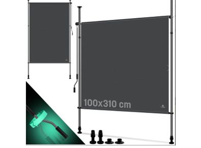 100 x 310cm Vertical Awning for Outdoors, Extendable & Opaque | Vertical Awning with Hand Crank, No Drilling Required | Balcony Privacy Screen & Wind Protection for Garden & Terrace, Waterproof
