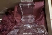 Galway Irish 24% Lead Crystal Pair Of Candle Holders In Box.