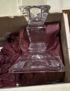 Galway Irish 24% Lead Crystal Pair Of Candle Holders In Box.