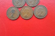 5 British Halfpennies 1/2d