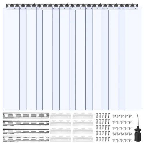 Strip Curtain PVC Door Curtain 121.9 cm x 243.8 cm Cooler Freezer Clear Plastic