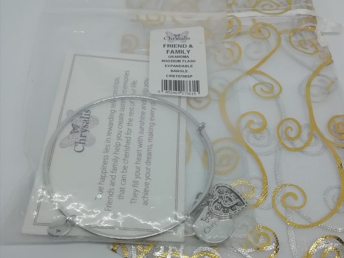 Chrysalis Grandma Rhodium Plated Silver Expandable Bangle New With Tags CAN POST