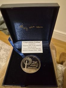 Rare Irish Presidential Centenarian Silver Medallions 2010 & 2011 with Official Letter