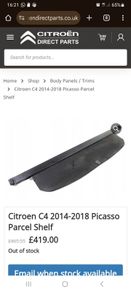 citroen c4 grand picasso 2016 parcel shelf