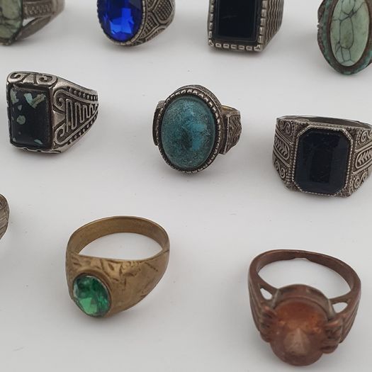 Traditional Ring Collection Lot of 15 Rustic Brass Jewellery Pieces