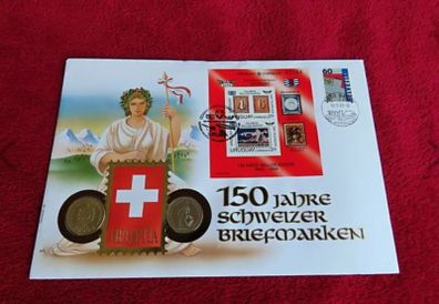 Switzerland Uruguay joint issue coins stamps first day cover 1844 -1994
