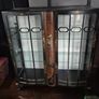 Vintage  Turnige Chinoiserie locking ebonised handpainted cabinet 3 tiers Image 3