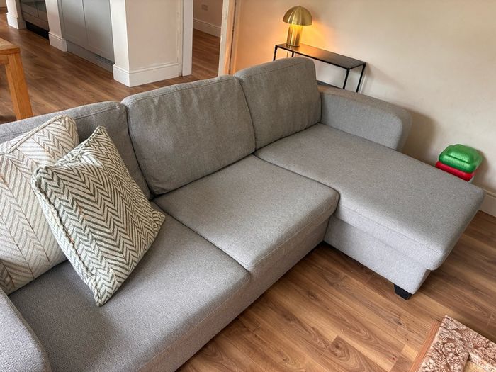 DFS Lydia 3 Seater L-Shaped Sofa Bed & Footstool Professionally Cleaned
