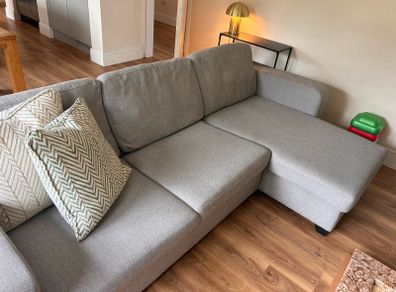 DFS Lydia 3 Seater L-Shaped Sofa Bed & Footstool Professionally Cleaned