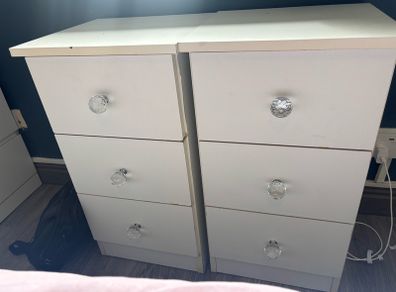 two 3 drawer chest of drawers