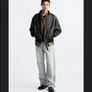 Zara men's vintage leather jacket Image 4