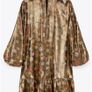 Zara shiny gold floral print dress, M, new Image 2