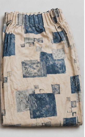 Blue and cream curtains