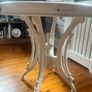 white occasional table  , " shabby chic" vintage style in white painted wood , decorative legs and finial Image 2