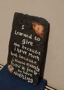 Hand written slate, The slate over 100 years old, reclaimed from the roof of an old building with original nail holes