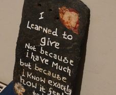 Hand written slate, The slate over 100 years old, reclaimed from the roof of an old building with original nail holes