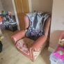 Beautiful Leather and Kilim 3 peice sofa set. 1 3 seater sofa 2 matching wingback armchairs Image 4