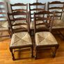6 Vintage Oak Ladder Back Chairs with Rush Seating Image 10