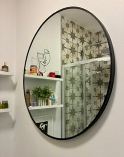 Large round mirror - black frame