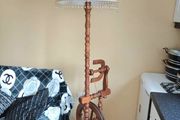 Vintage Mahogany Spinning Wheel Floor Lamp