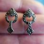 Vintage 925 Sterling Silver Marcasite Earrings Image 7