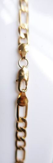 Men's 24K Yellow Gold Plated Figaro Necklace Link Chain 20" 16,56 grams