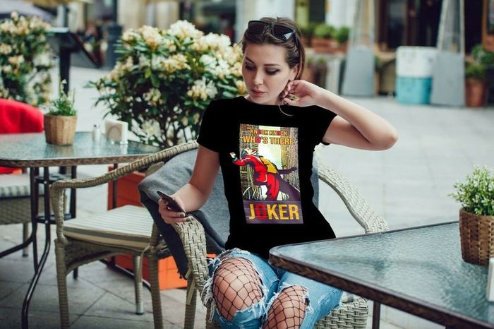 Knock Knock Who's There Joker T Shirt t-shirt tee top shirt famous joker stairs t-shirt