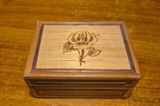 Bamboo &amp; Wicker Small Trinket Box with Burned in Floral Design