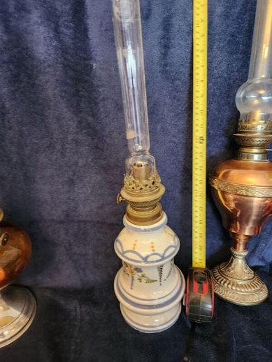 Three French oil lamps